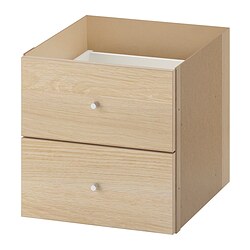 KALLAX - Insert with 2 drawers, white stained oak effect, 33x33 cm