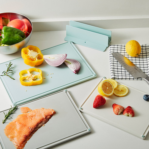 GUMMIHAJ holder with 3 chopping boards