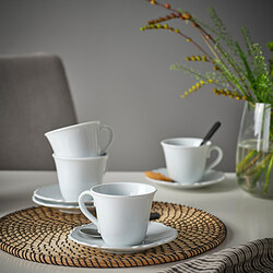 UPPLAGA - Cup with saucer, white, 23 cl