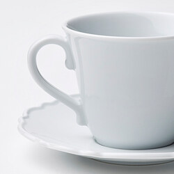 UPPLAGA - Cup with saucer, white, 23 cl