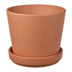 BRUNBÄR - Plant pot with saucer, outdoor terracotta, 15 cm