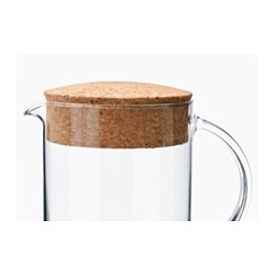 IKEA 365+ - Pitcher dengan penutup, kaca bening/gabus, 1.5 l