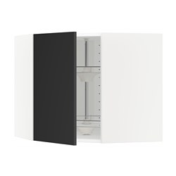 METOD - Corner wall cabinet with carousel, white/Uddevalla anthracite, 68x37x60 cm