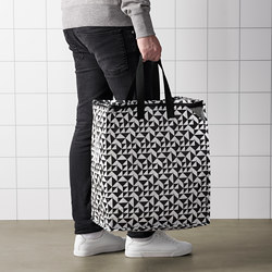 KNALLA - Bag, black/white, 40x25x47 cm/47 l