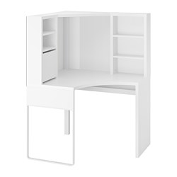 MICKE - Corner workstation, white, 100x142 cm