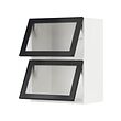 METOD - Wall cab horiz 2 gls drs w push-op, white/Hejsta anthracite reeded glass, 60x80 cm