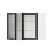 METOD - Wall cabinet w shelves/2 glass drs, white/Hejsta anthracite reeded glass, 80x37x60 cm
