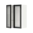 METOD - Wall cabinet w shelves/2 glass drs, white/Hejsta anthracite reeded glass, 60x37x80 cm