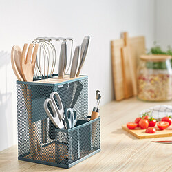 VIMPELFISK - Knife block, bamboo/grey-turquoise