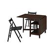NÄSINGE/FRÖSVI - Table and 2 chairs, gateleg table dark brown stained beech veneer/folding black/Knisa dark grey, 48/104/159x85 cm