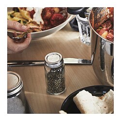 GULDFISK - Spice jar, clear glass/stainless steel, 6 cl