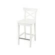 ROSENTORP - Bar stool with backrest, counter height/white, 63 cm