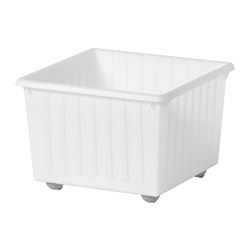 VESSLA - Storage crate with castors, white, 39x39 cm