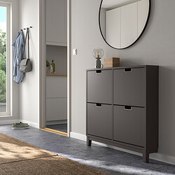 STÄLL - Kabinet sepatu dgn 4 kompartemen, abu-abu tua, 96x17x90 cm