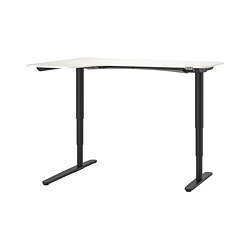 BEKANT - Corner desk left sit/stand, white/black, 160x110 cm