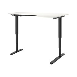 BEKANT - Corner desk right sit/stand, white/black, 160x110 cm