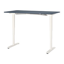 BEKANT - Desk sit/stand, linoleum blue/white, 160x80 cm