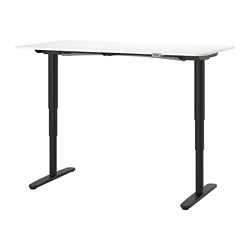 BEKANT - Desk sit/stand, white/black, 160x80 cm