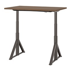 IDÅSEN - Desk sit/stand, brown/dark grey, 120x70 cm