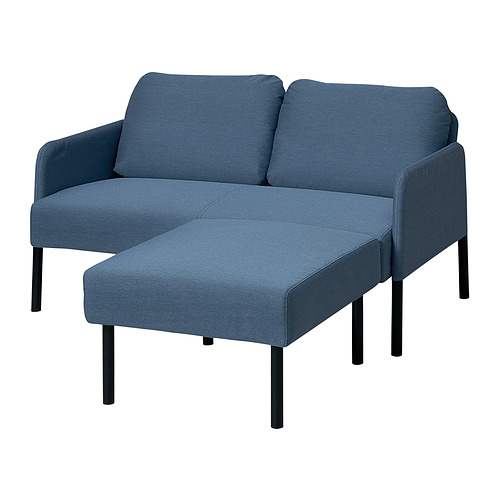 GLOSTAD 2-seat sofa with chaise longue, Knisa medium blue | IKEA