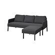 GLOSTAD - 3-seat sofa with chaise longue, Knisa dark grey