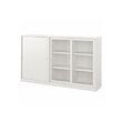 TONSTAD - Storage combination w sliding doors, off-white/clear glass, 201x37x116 cm