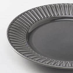 STRIMMIG - Piring, tembikar abu-abu muda, 27 cm