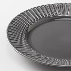 STRIMMIG - Piring, tembikar abu-abu muda, 27 cm