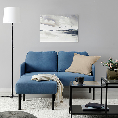 GLOSTAD 2-seat sofa with chaise longue, Knisa medium blue | IKEA