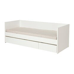 VIHALS - Day-bed with storage/1 mattress, white/Vannareid extra firm, 80x200 cm