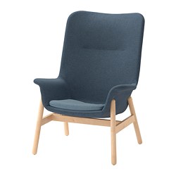 VEDBO - High-back armchair, Gunnared blue