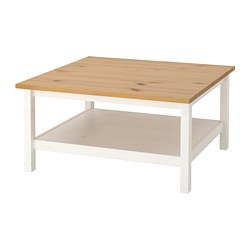 HEMNES - Meja tamu, warna putih/cokelat muda, 90x90 cm
