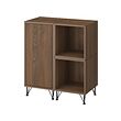 EKET - Cabinet combination with legs, walnut effect/metal black, 70x35x80 cm
