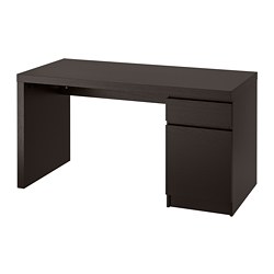 MALM - Desk, black-brown, 140x65 cm