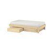 GLAMBERGET - Bed frame with storage and mattress, pine/Åkrehamn firm, 90x200 cm