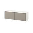 BESTÅ - TV bench with doors, white/Hammarsmed/Stubbarp beige, 120x42x48 cm