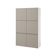 BESTÅ - Storage combination with doors, white Hammarsmed/beige, 120x42x193 cm