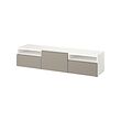BESTÅ - TV bench, white/Hammarsmed beige, 180x42x39 cm