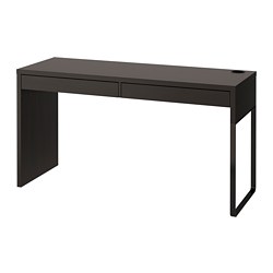 MICKE - Desk, black-brown, 142x50 cm