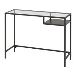 VITTSJÖ - Meja laptop, hitam-cokelat/kaca, 100x36 cm
