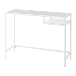 VITTSJÖ - Laptop table, white/glass, 100x36 cm