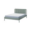 TÄLLÅSEN - Upholstered bed frame with mattress, Kulsta grey-green/Vesteröy firm, 160x200 cm