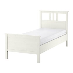 HEMNES - Rangka tempat tidur dengan kasur, warna putih/Åkrehamn keras, 90x200 cm