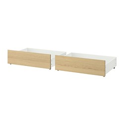 MALM - Penyimpanan ranjang rangka tinggi, veneer kayu oak diwarnai putih, 200 cm