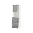 METOD/MAXIMERA - Hi cab f micro combi w door/3 drwrs, white/Bodbyn grey, 60x60x200 cm