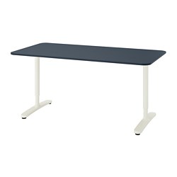 BEKANT - Desk, linoleum blue/white, 160x80 cm
