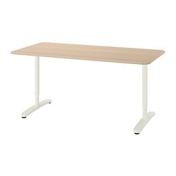 BEKANT - Desk, white stained oak veneer/white, 160x80 cm