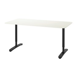 BEKANT - Desk, white/black, 160x80 cm