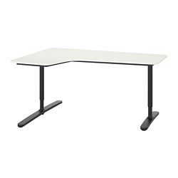 BEKANT - Corner desk left, white/black, 160x110 cm