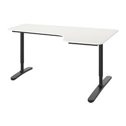 BEKANT - Corner desk right, white/black, 160x110 cm